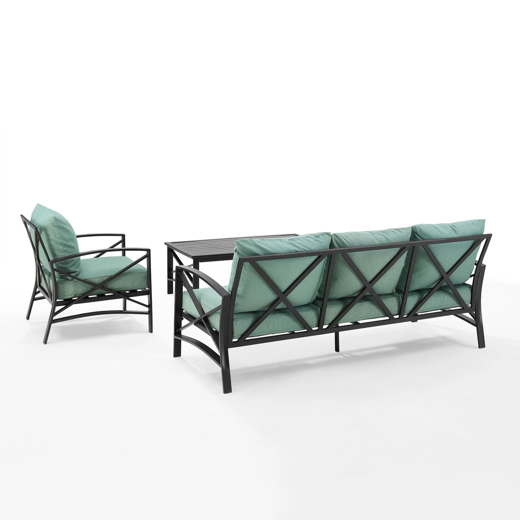 Mist Green 3 Piece Metal Outdoor Sofa Set X3559