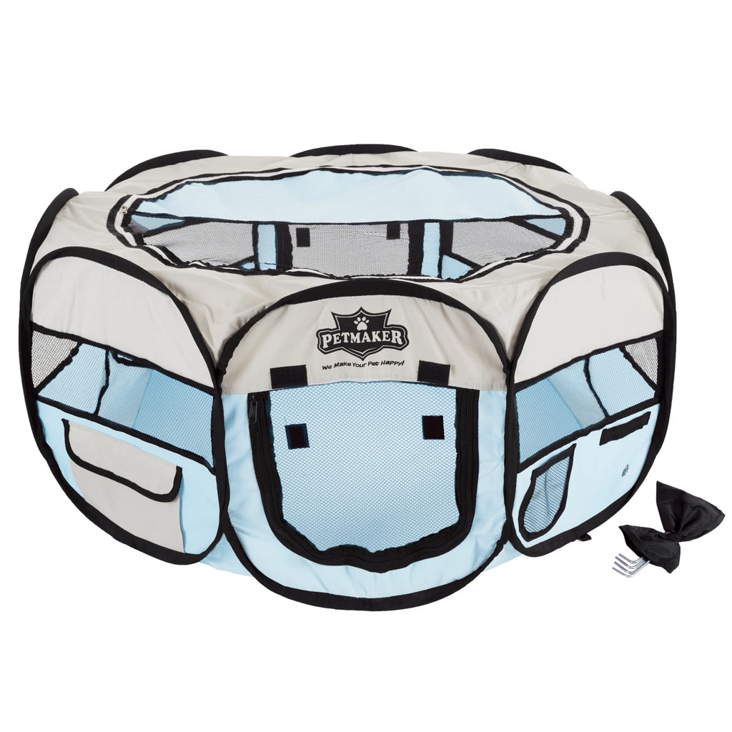 Blue Pop-Up Dog Crate with Carrying Bag Y10129
