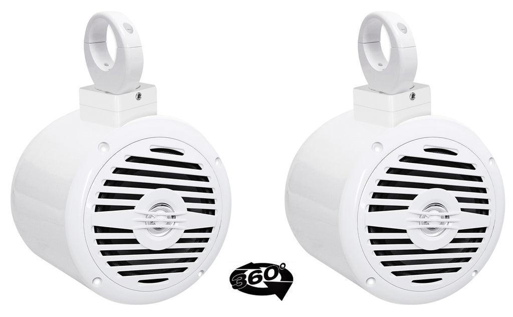 400 Watt 360° Swivel White Aluminum Wakeboard Tower Speakers A6199
