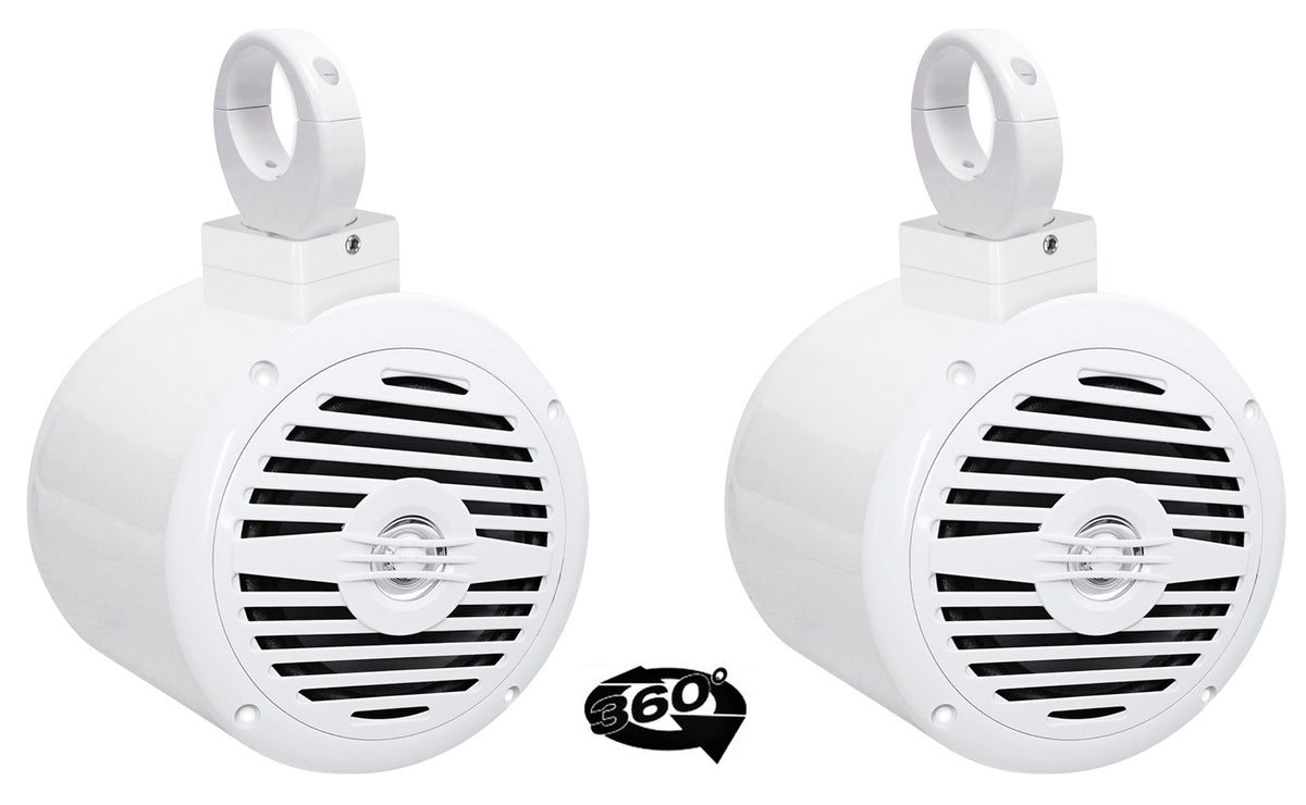 400 Watt 360° Swivel White Aluminum Wakeboard Tower Speakers A6199
