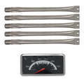 5 BBQ Gas Grill Tube Burner & 1 Thermometer Heat Indicator Replacement Parts Stainless Steel R712359