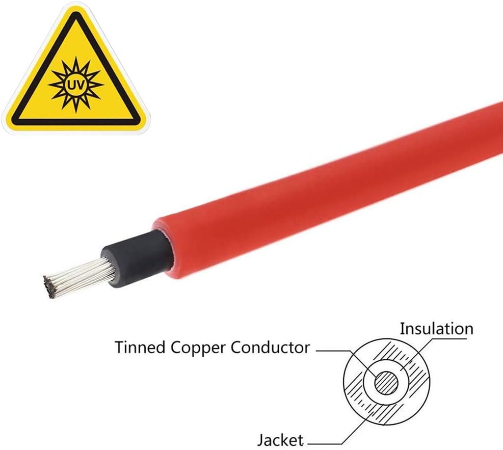 Solar Panel Extension Cable 20 Feet 12AWG with Female and Male Connector Pack of 2 Z930