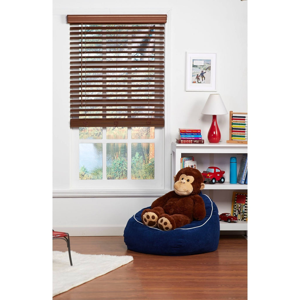 Dark Oak Cordless Faux Wood Blind P254