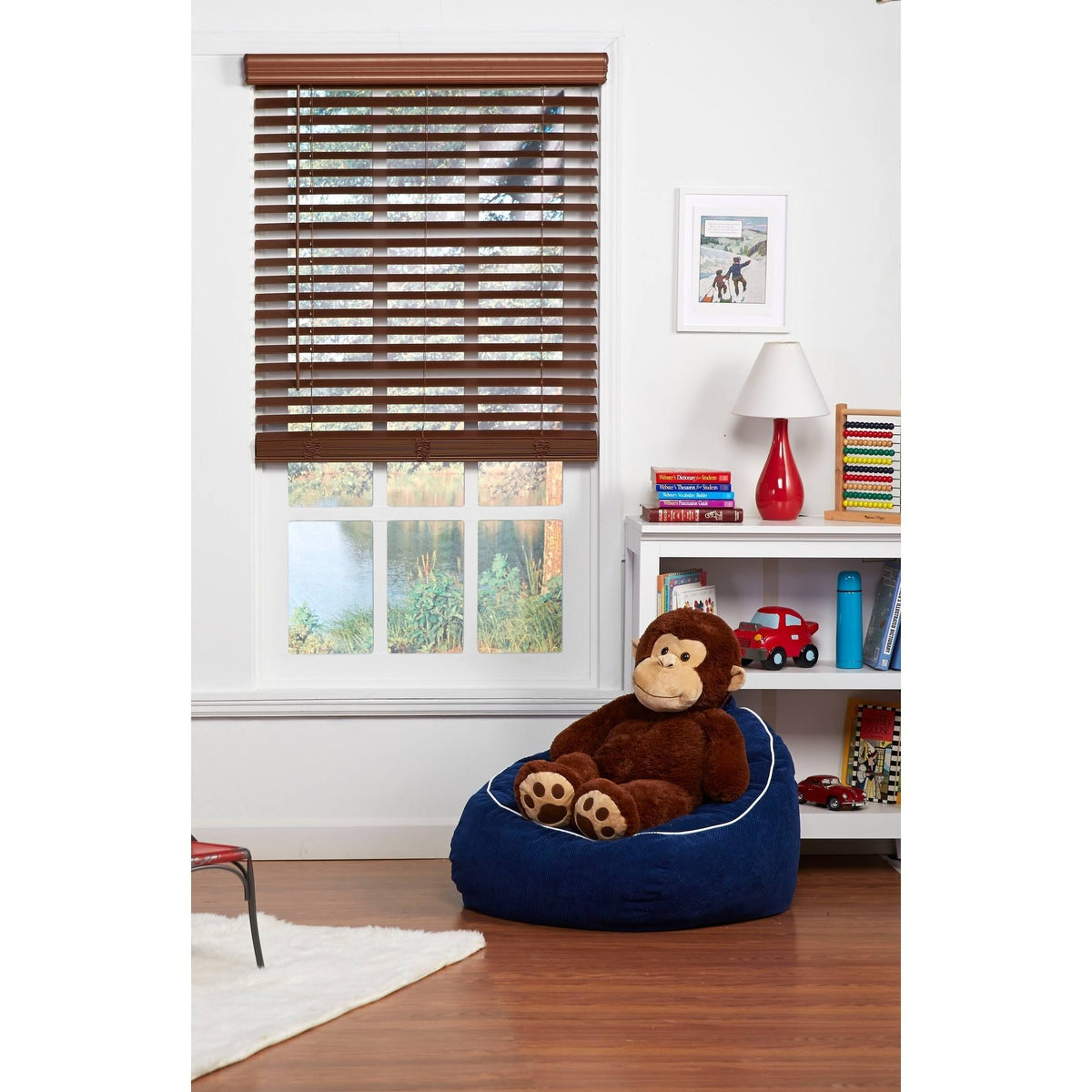 Dark Oak Cordless Faux Wood Blind P254