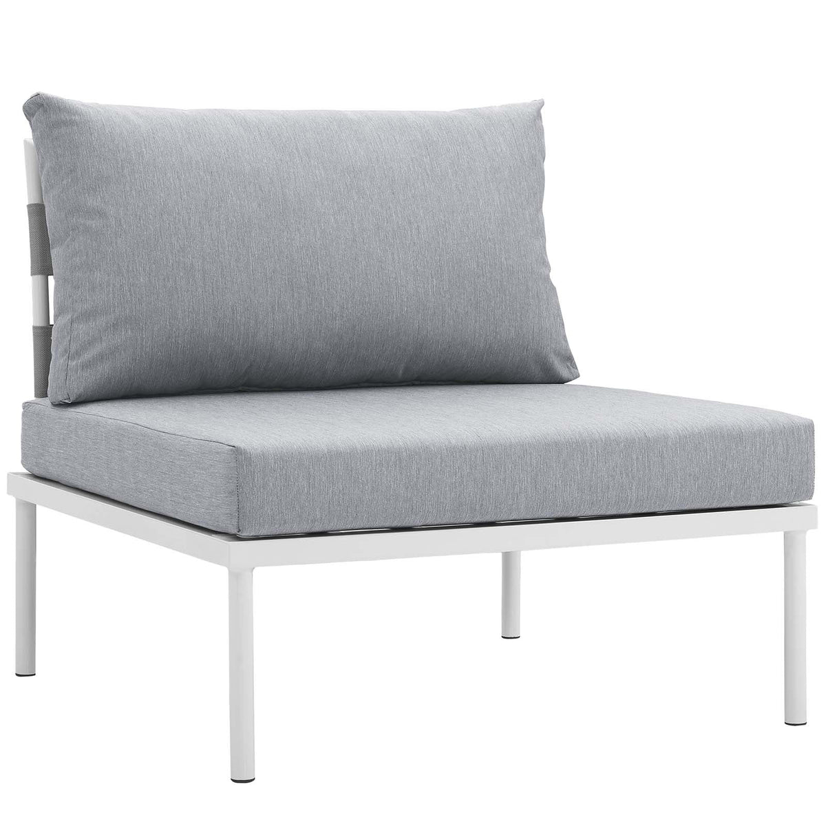 6 Piece White Gray Outdoor Aluminum Sectional Sofa Set S267458