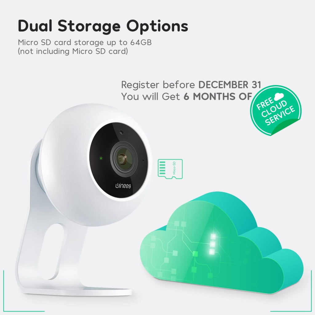 Indoor Security Camera Baby Monitor Wi-Fi Smart Home Camera 1080P HD Motion Detection 2-Way Audio Night Vision Pack of 2 P1958