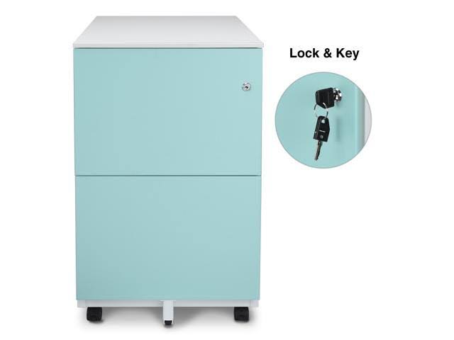 Blue 2-Drawer Metal Mobile File Cabinet L594