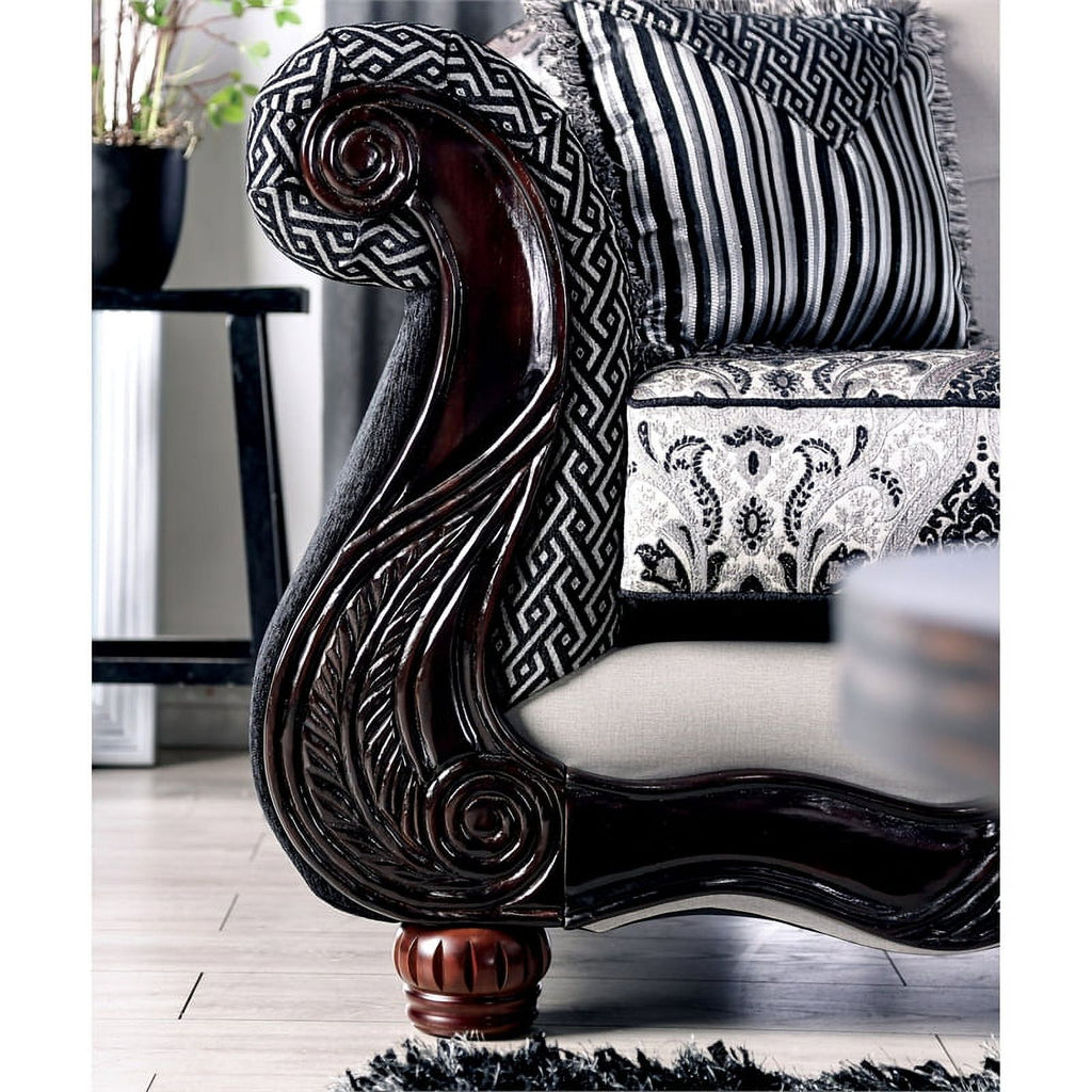 Black and Gray Chenille Upholstered 2-Piece Sofa Set L56506