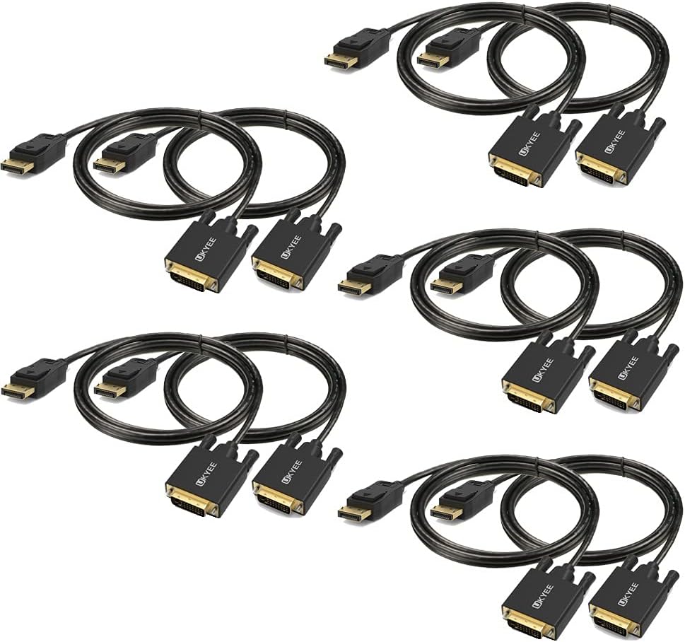 Displayport to DVI Cable 6ft 10-Pack Black Pack of 2 N13865