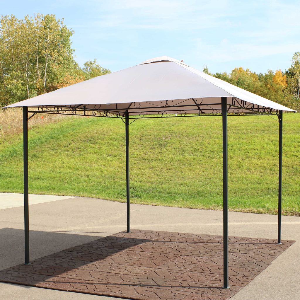 10' x 10' Steel Gazebo with Fabric Top - Gray K792
