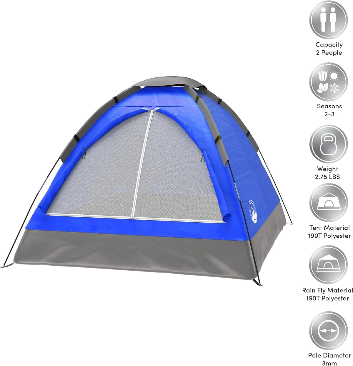 2-Person Dome Tent with Rain Fly and 2 Sleeping Bags T139
