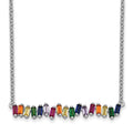 Sterling Silver Rhodium-plated Colorful CZ Bar Necklace 18" C463
