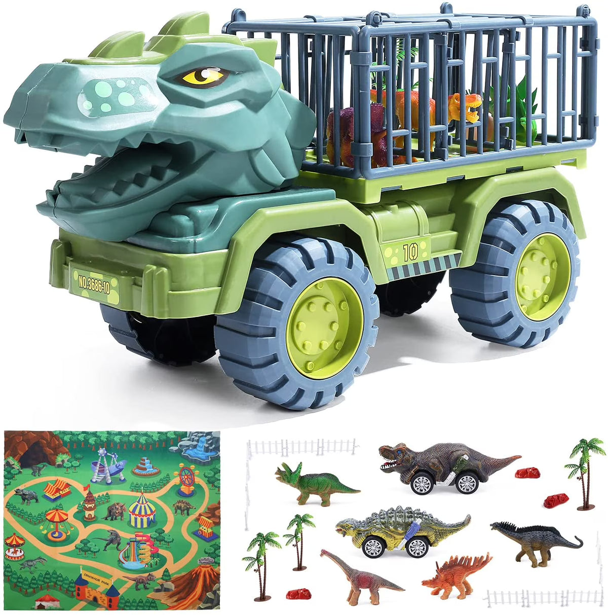 Dinosaur Transport Car Carrier Truck with 15 Dinosaurs K736101
