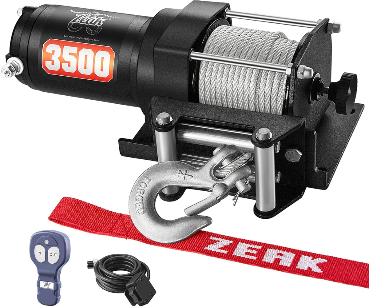 12V DC 3500 lb. ATV/UTV Electric Winch Kit with Steel Cable and Wireless Remote D312