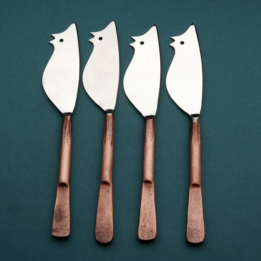 Copper Antique Mouse Cheese Knife 4 Pcs Set W74029