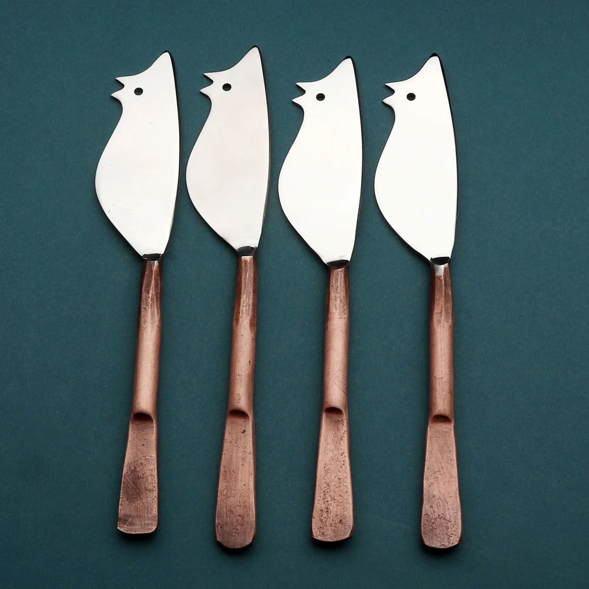Copper Antique Mouse Cheese Knife 4 Pcs Set W74029
