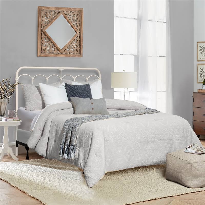 King Soft White Metal Headboard N330690