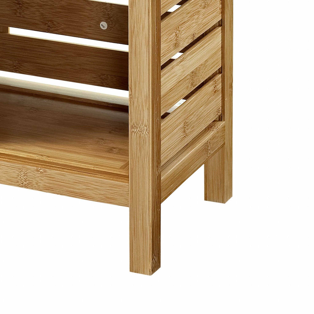 Bamboo Floor Cabinet with 2 Sliding Doors and 3 Shelves Brown Y166