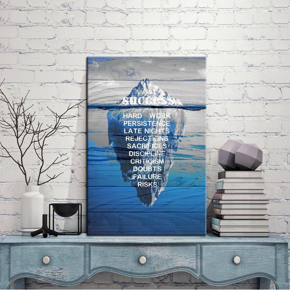 Canvas Quotes Wall Art Vintage Wood Style Iceberg Poster Stretched Gallery Wraps Giclee Print 24x36inch C572