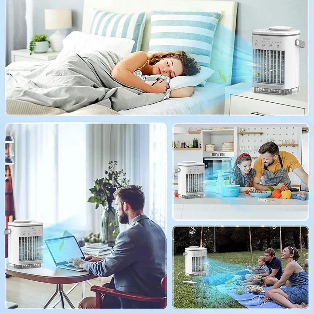 White USB Air Cooler Fan with 3-speed Adjustable, Low Noise, Water Tank M9767