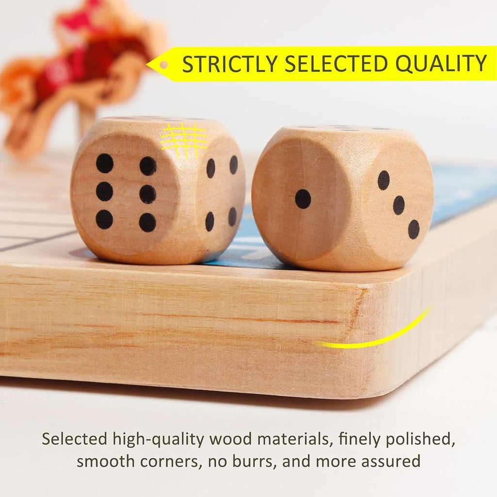 Wooden Horse Racing Game with 11 Durable Horses Dice & Cards B677