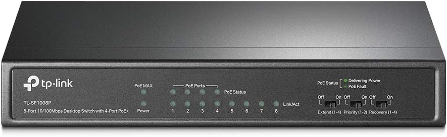 8-Port PoE Switch, 4 POE Ports, 53W, Pack of 2 T35298