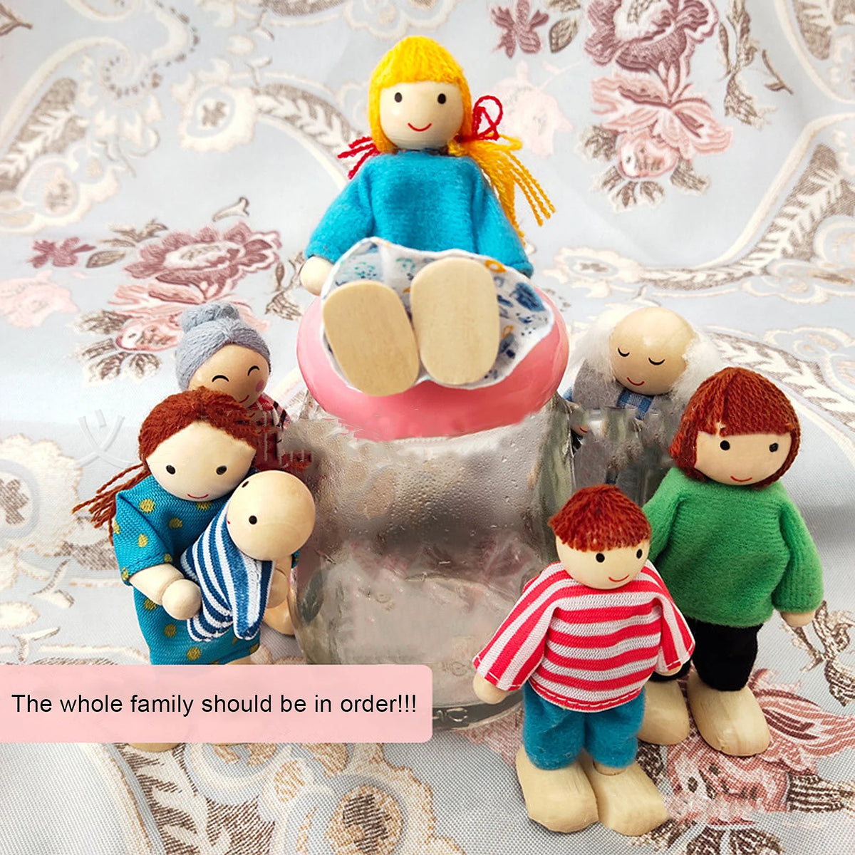 7Pcs/Set Mini Wooden Movable Jointed Doll B1127