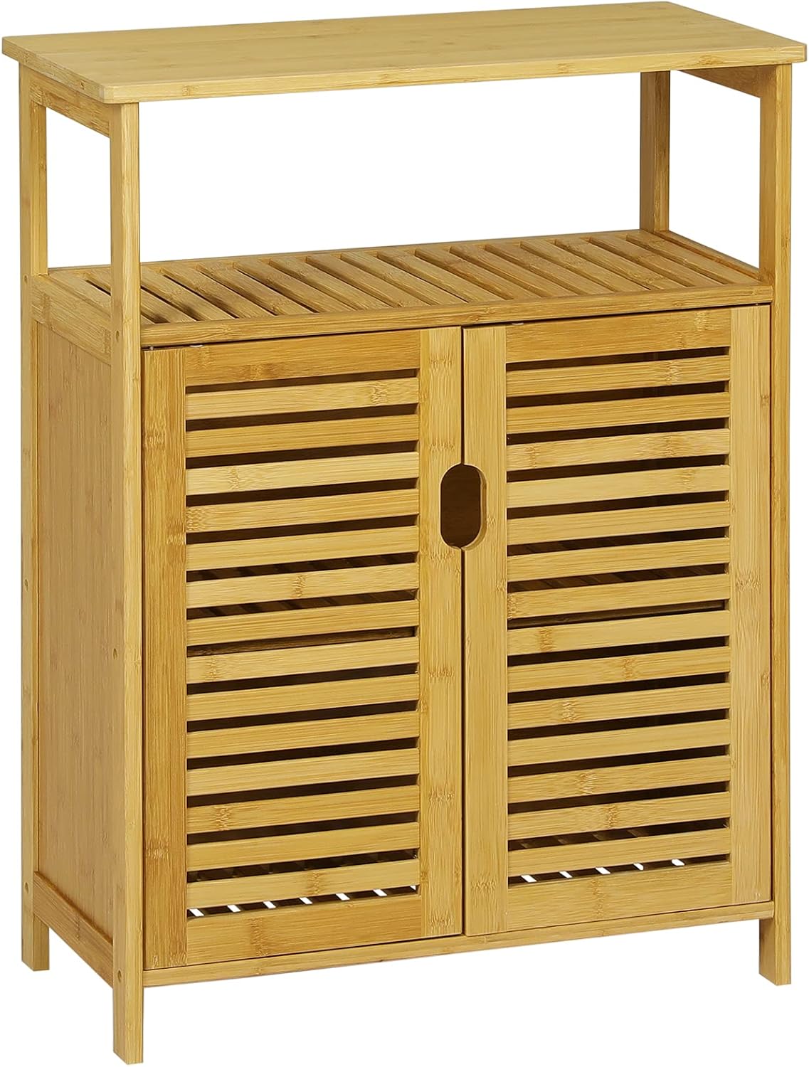 Bamboo Storage Cabinet with Cupboard and Shelves L5576
