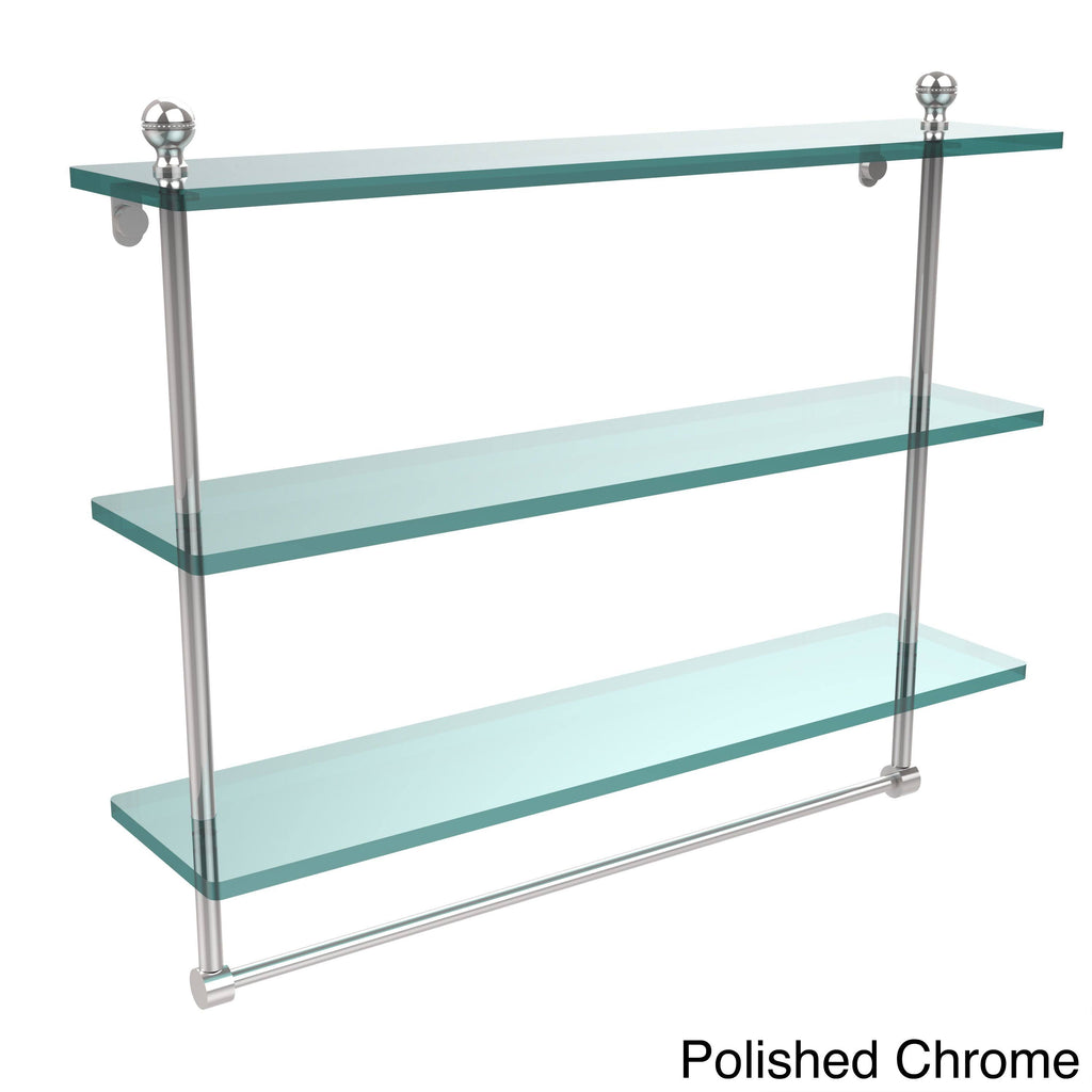Antique Bronze Triple Tiered Glass Shelf with Towel Bar W676988
