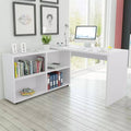 Corner Desk 4 Shelves White J41109