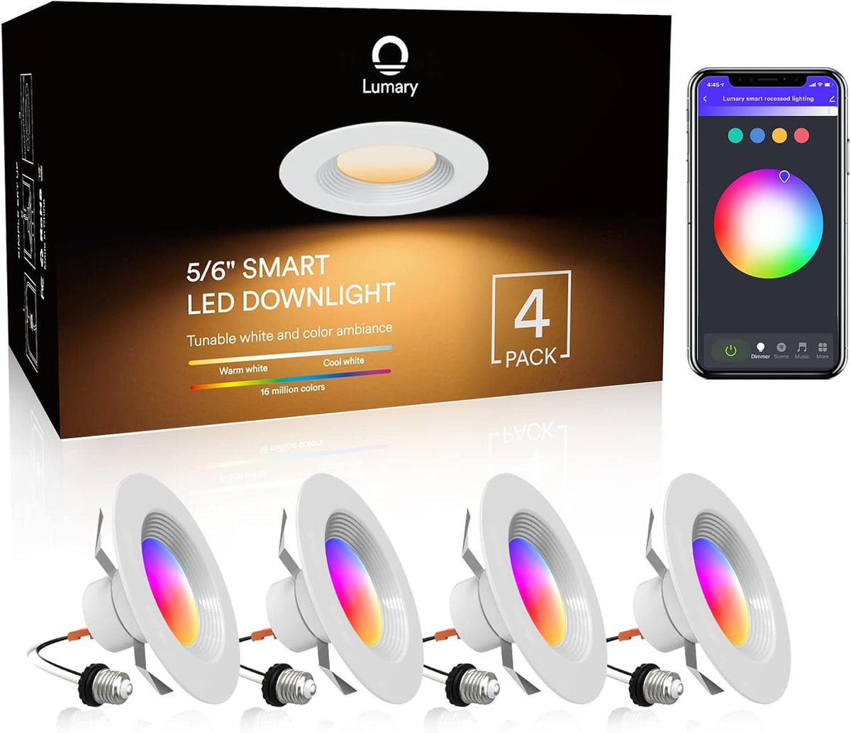 5/6 inch LED Smart Recessed Lighting Wi-Fi RGBWW Downlight 13W 1100LM D15424