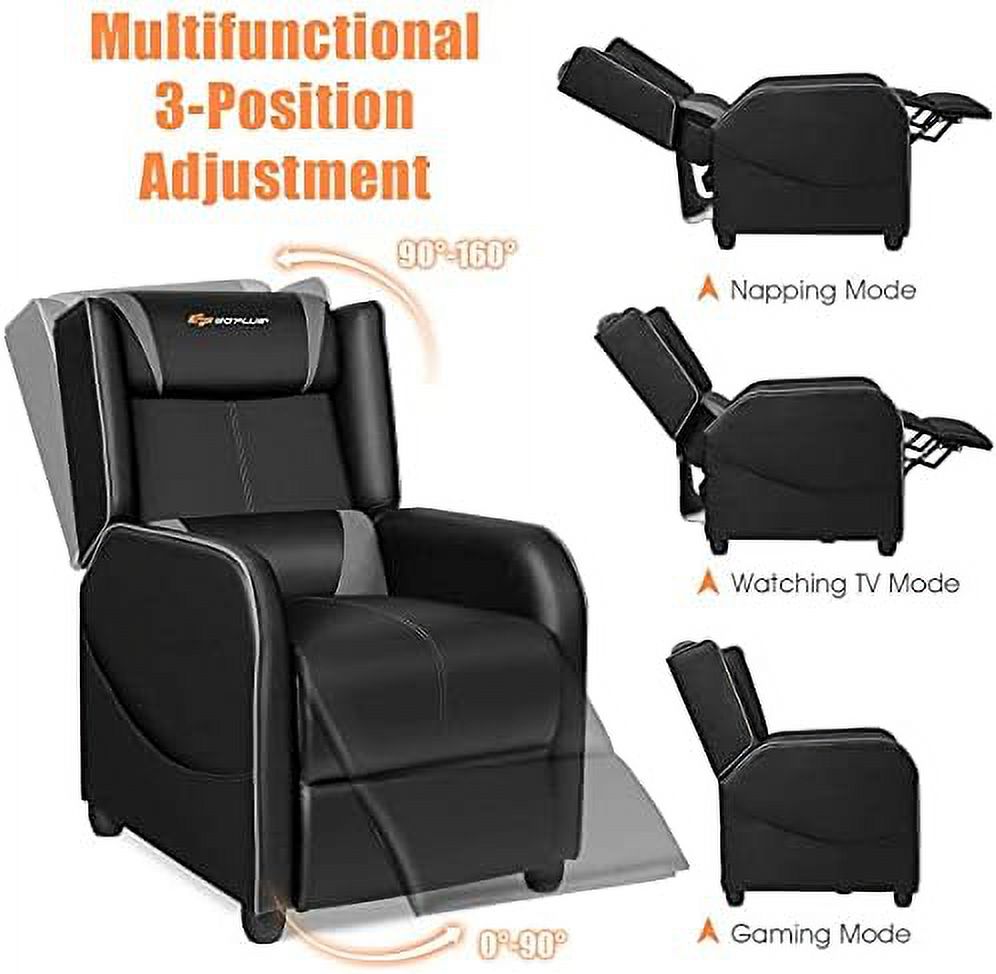 Gray Ergonomic PU Leather Massage Recliner Chair with Footrest & Headrest B1162