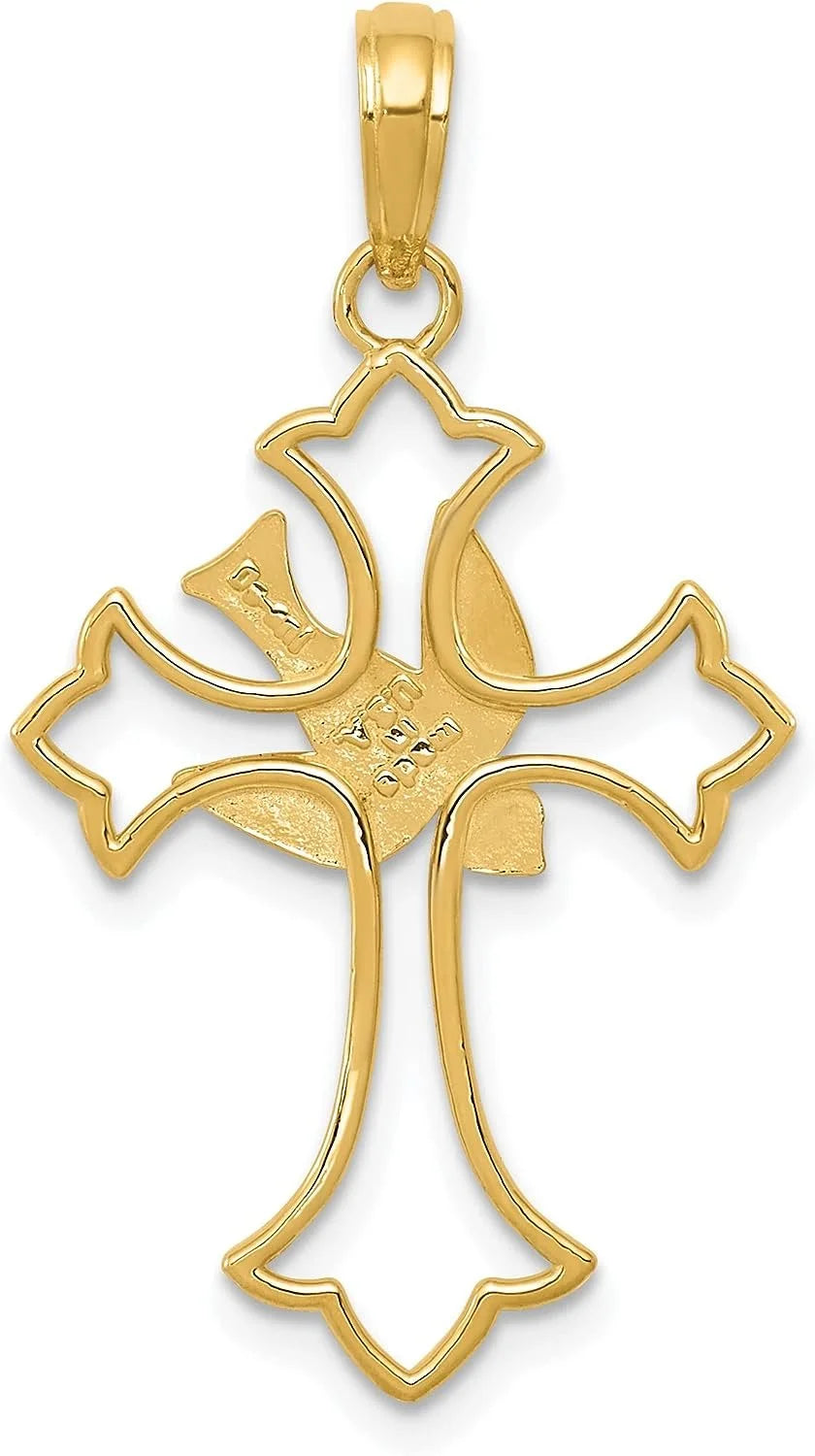 Solid 10k Yellow Gold Cross Pendant C734