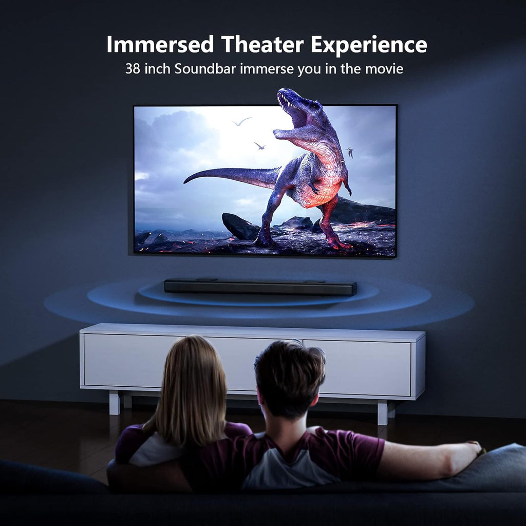 38 Inch Sound Bar with Dual Built-in Subwoofer, 90W, Bluetooth 5.0, Black Z258