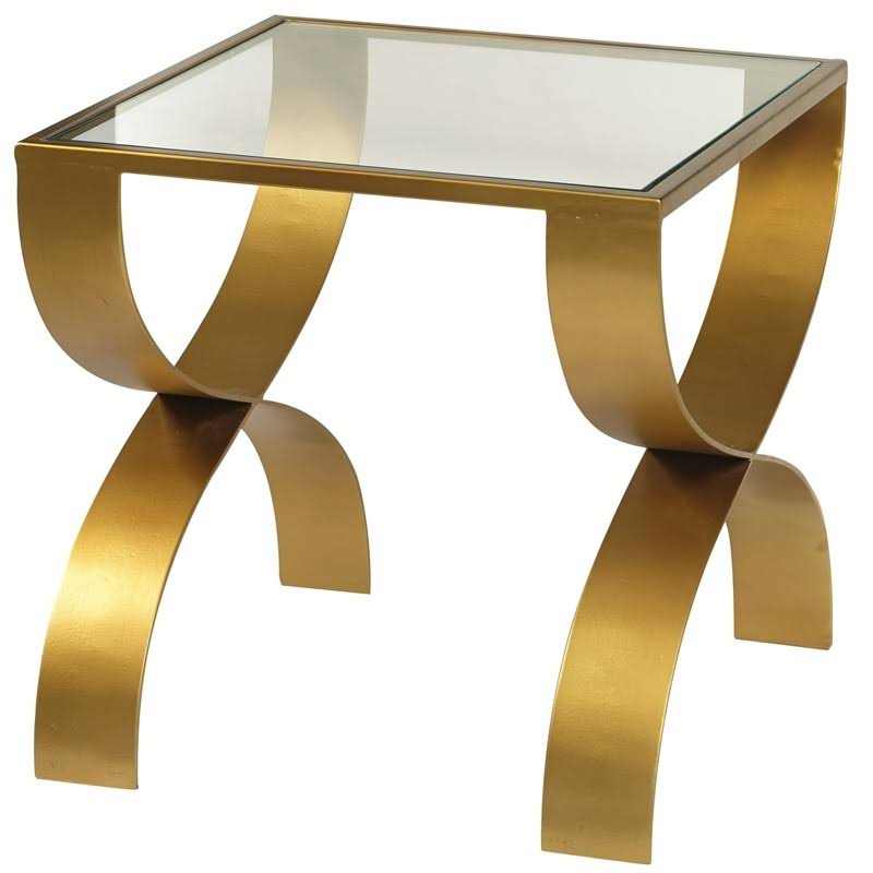 Gold Glass Top End Table I112