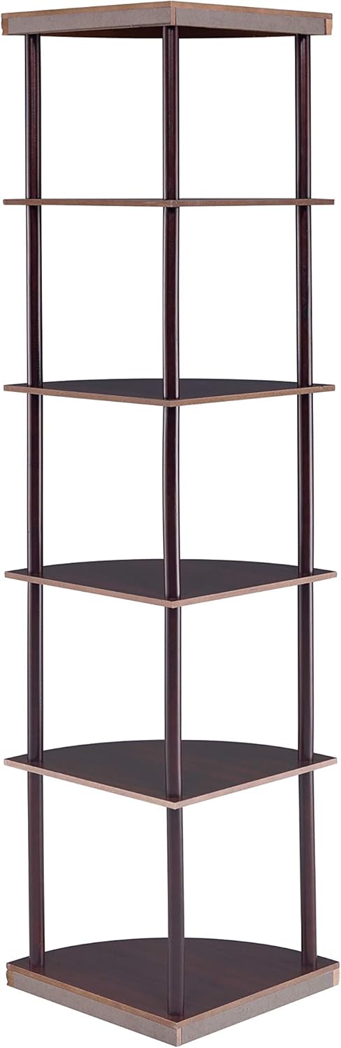 5-Shelf Corner Bookshelf Cappuccino Y77590