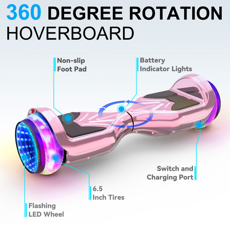 Pink 6.5" Self Balancing Scooter with Bluetooth Speakers & LED Light X468950