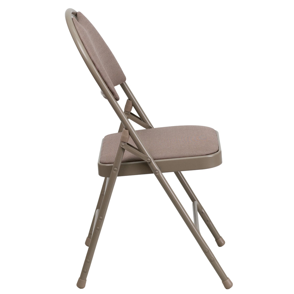 4 Pack Beige Fabric Metal Folding Chair with Easy-Carry Handle G85944