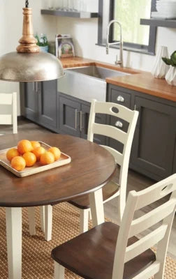 Cream/Brown Drop Leaf Dining Table Z543091