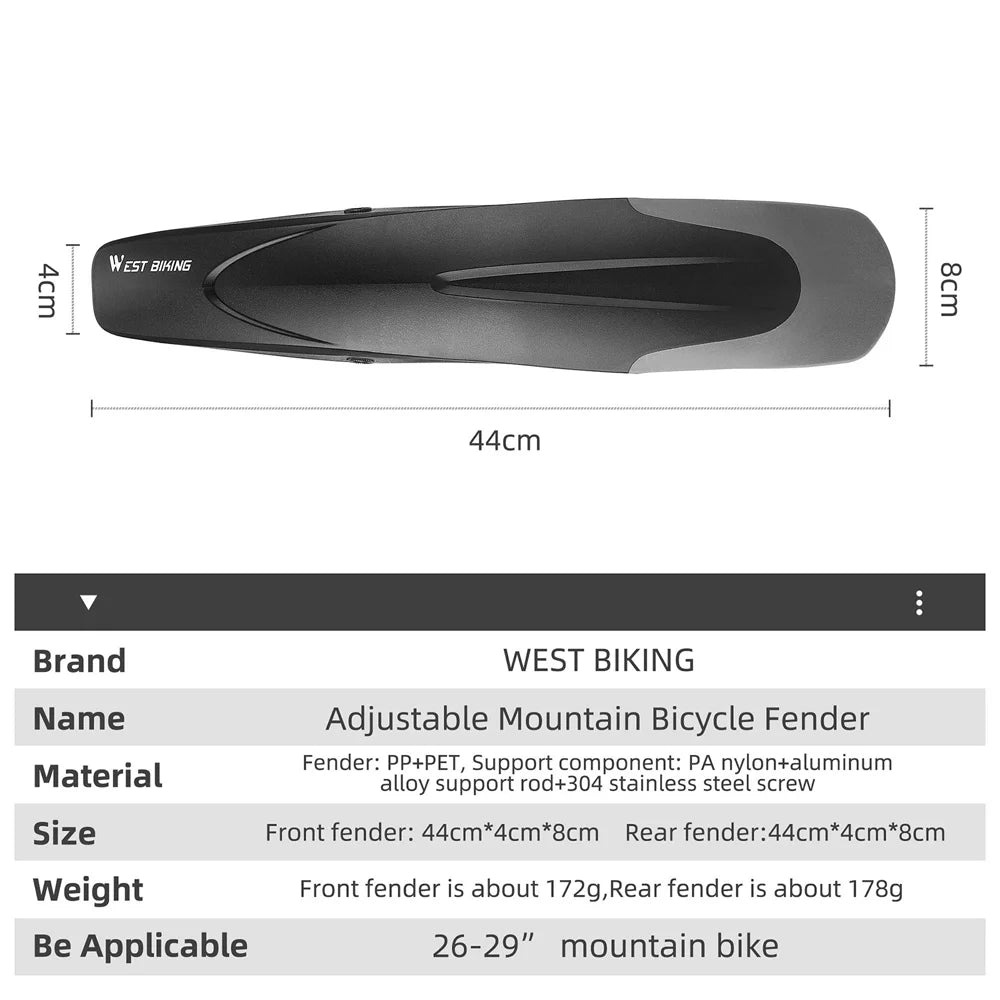 Quick Release Universal Mudguard for 26-29in Bikes V4687