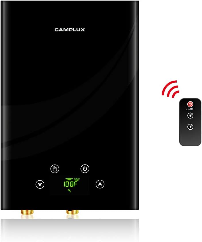 27kW 240V Electric Tankless Water Heater with Digital Display and Remote Control Black C596