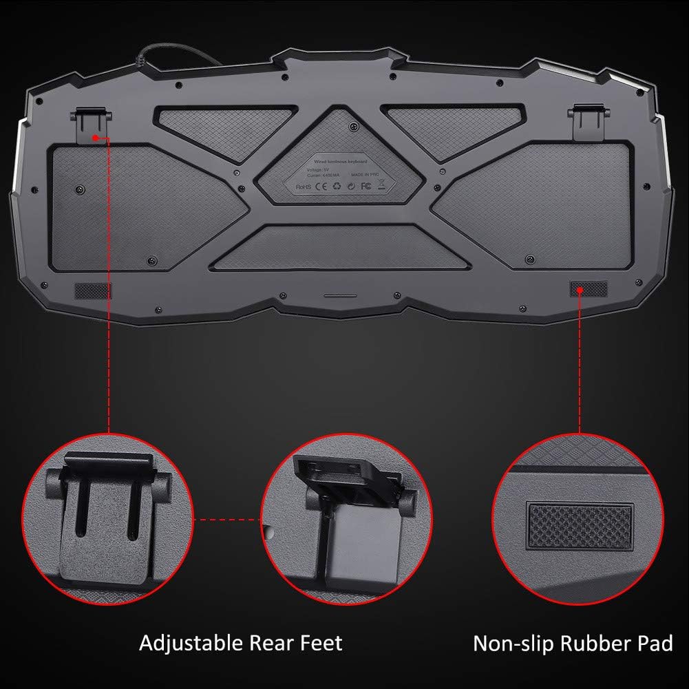 Gaming Keyboard Mouse Headset Combo, USB Wired Backlit Keyboard, 114 Keys LED Keyboard, Red LED Headset M806