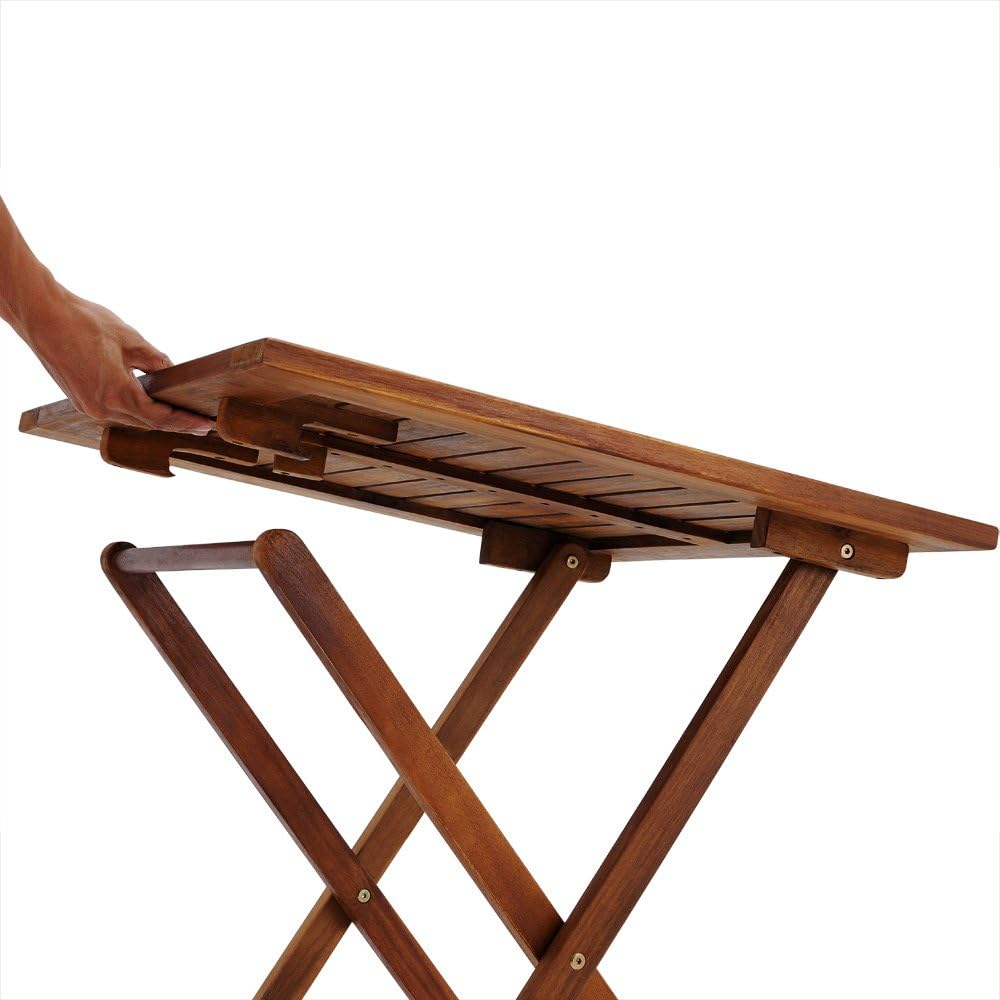 Wooden 3-Piece Bistro Set Folding Chairs and Square Acacia Wood Coffee Table U520