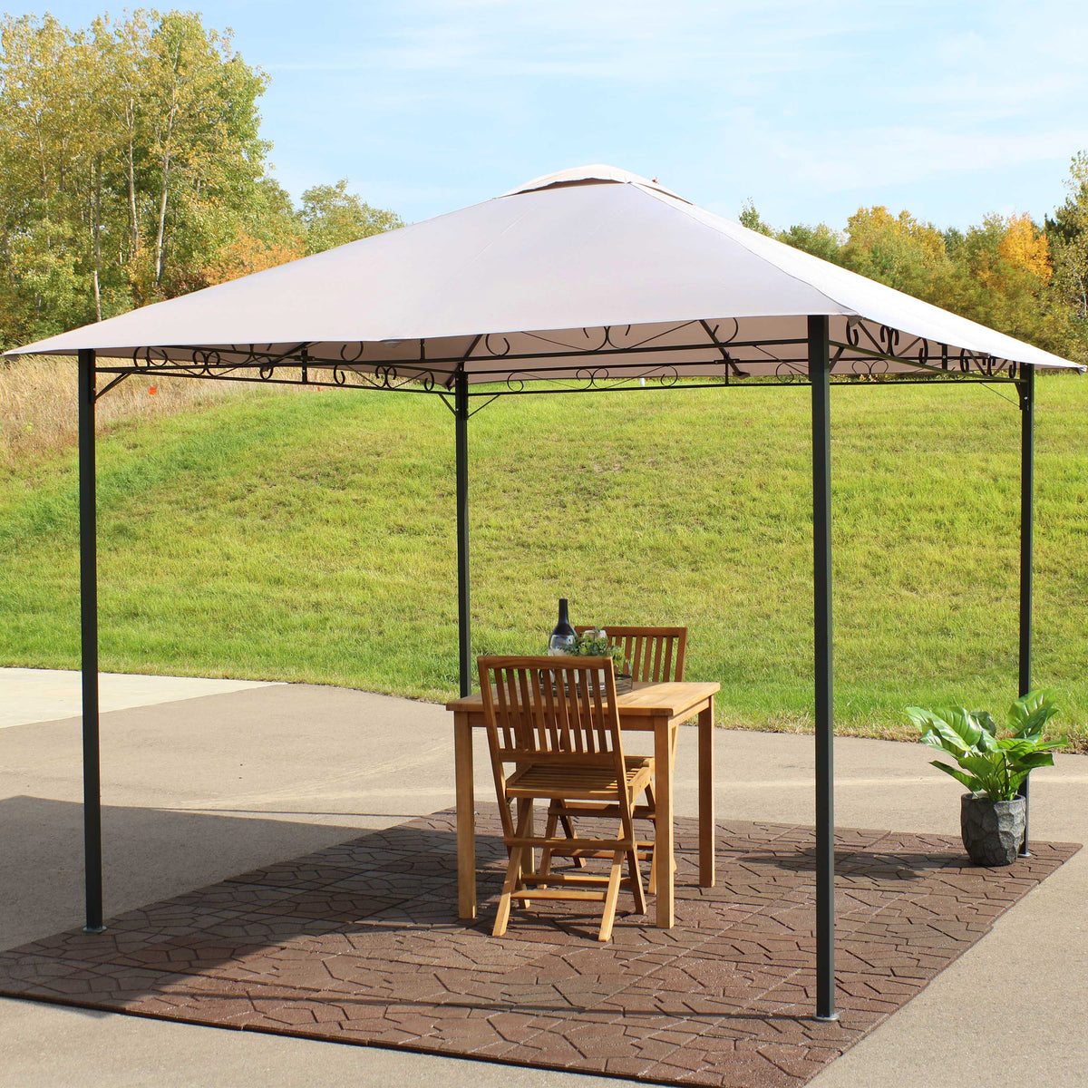 10' x 10' Steel Gazebo with Fabric Top - Gray K792