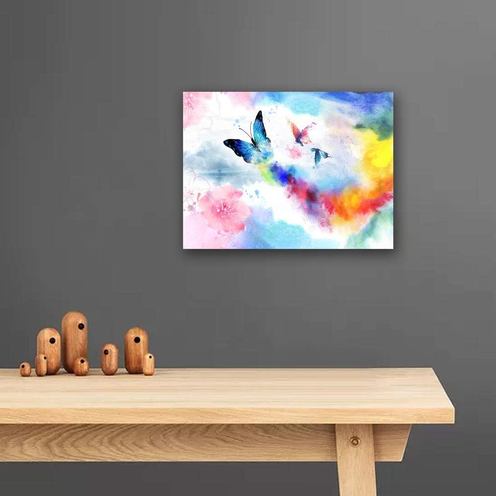 Colorful Butterfly Framed Canvas Wall Art (16'' x 24'') O116