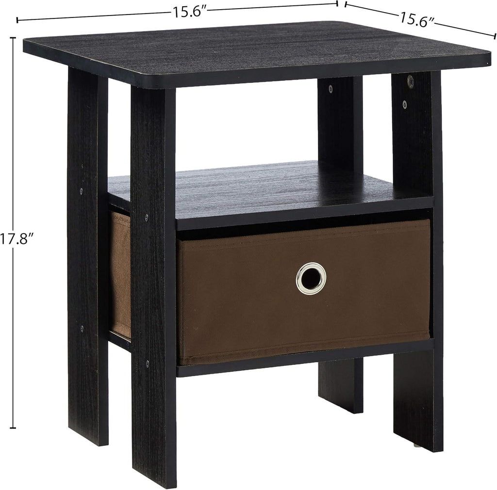 2-Pack Bin Drawer End Table Nightstand W830