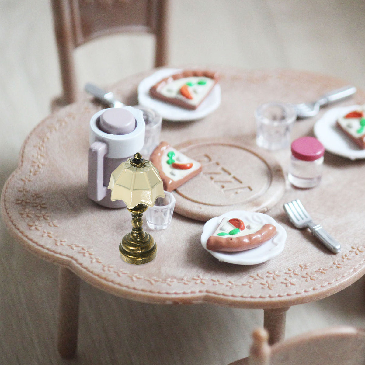 White Vintage Metal Dollhouse Lamp Bedside Table 5 Pack L31486