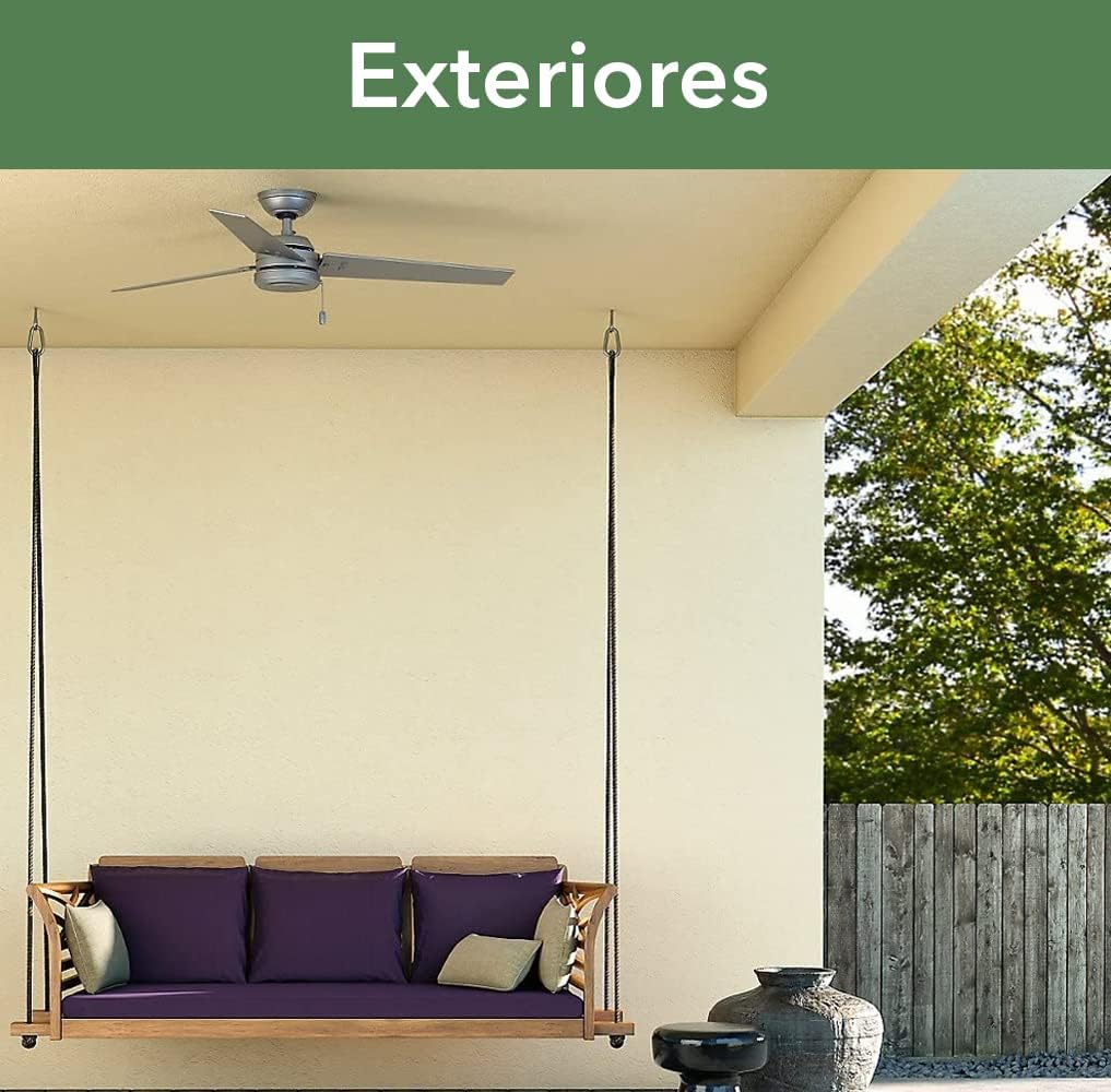 Matte Silver 52 3 Blade Wooden Indoor Outdoor Ceiling Fan with Light Kit J2942