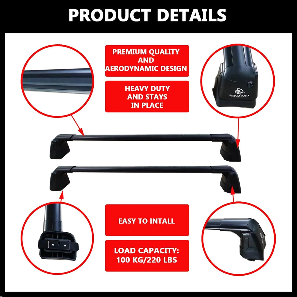 Black Lockable Roof Rack Crossbars L64790