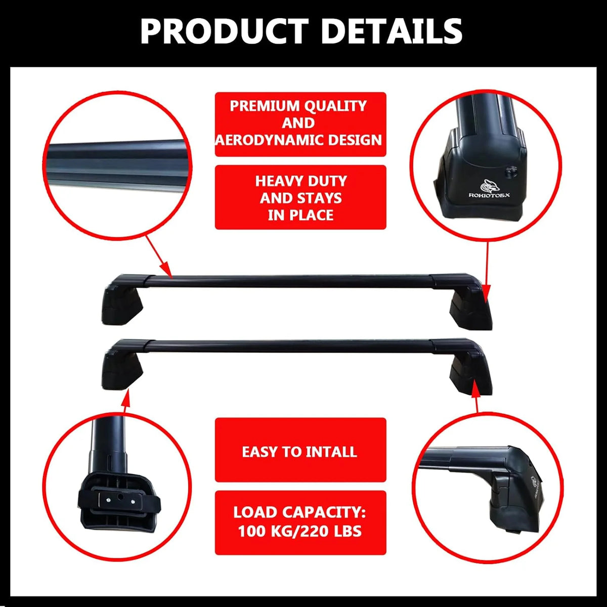 Black Lockable Roof Rack Crossbars L64790